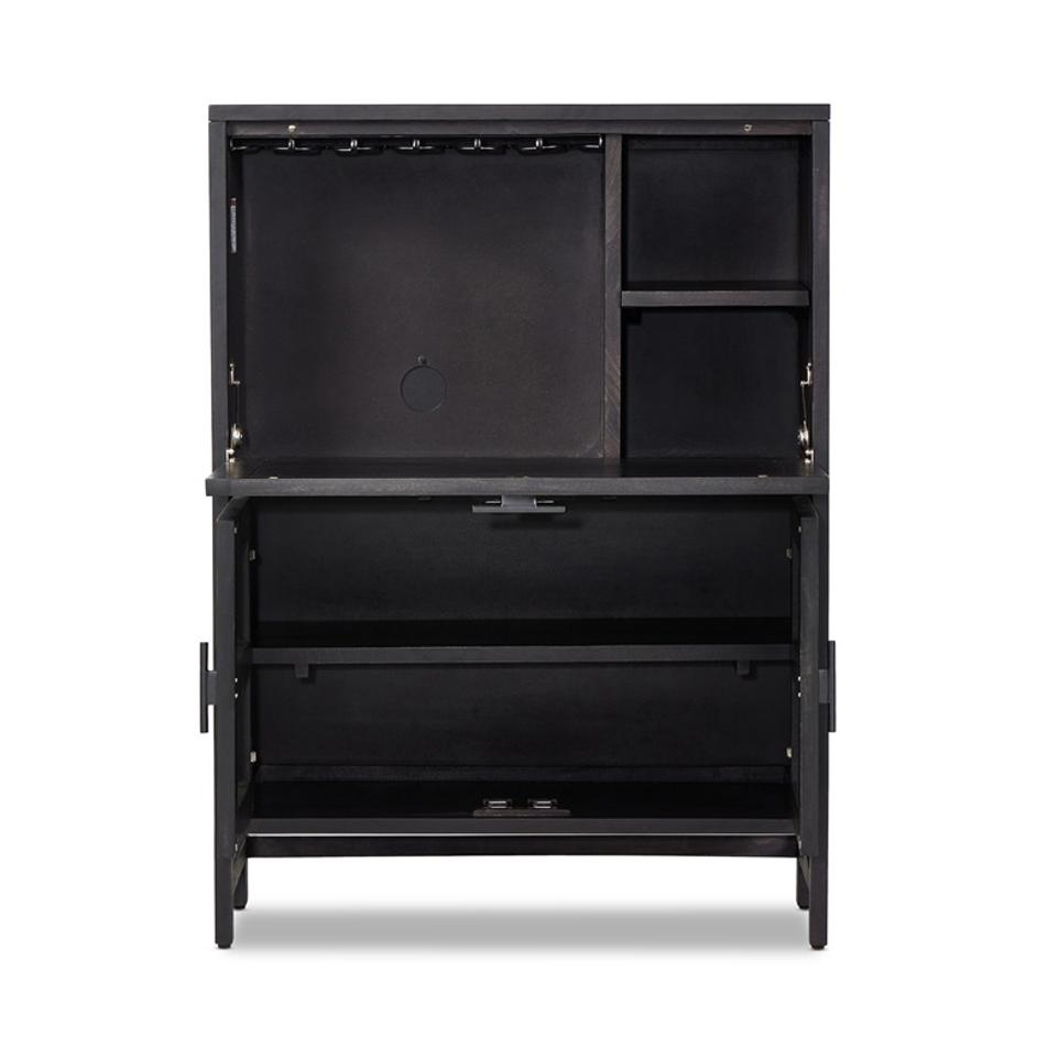 Caprice Bar Cabinet - Black Wash Mango by Four Hands