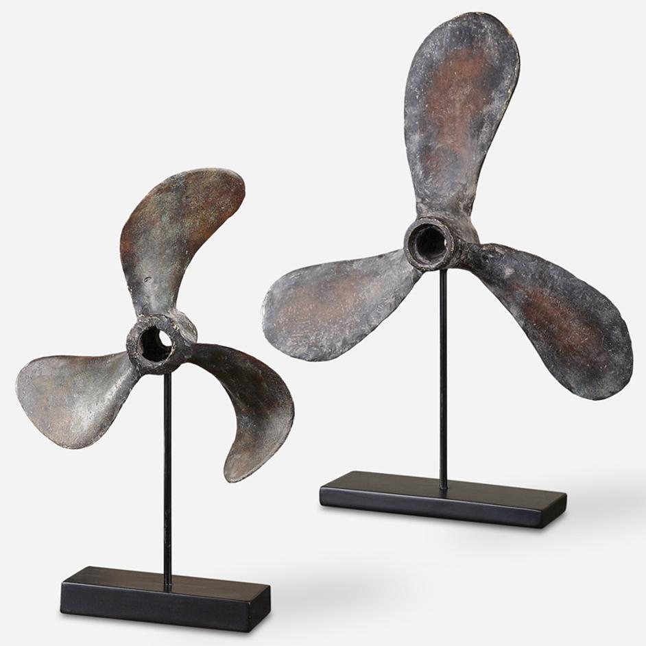 Propellers Rust Sculptures, S/2 by Uttermost