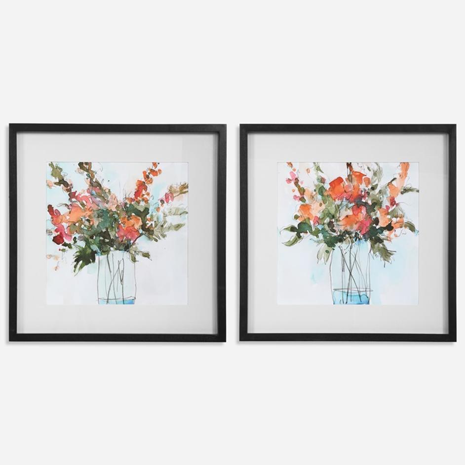 Fresh Flowers Watercolor Prints, S/2 by Uttermost