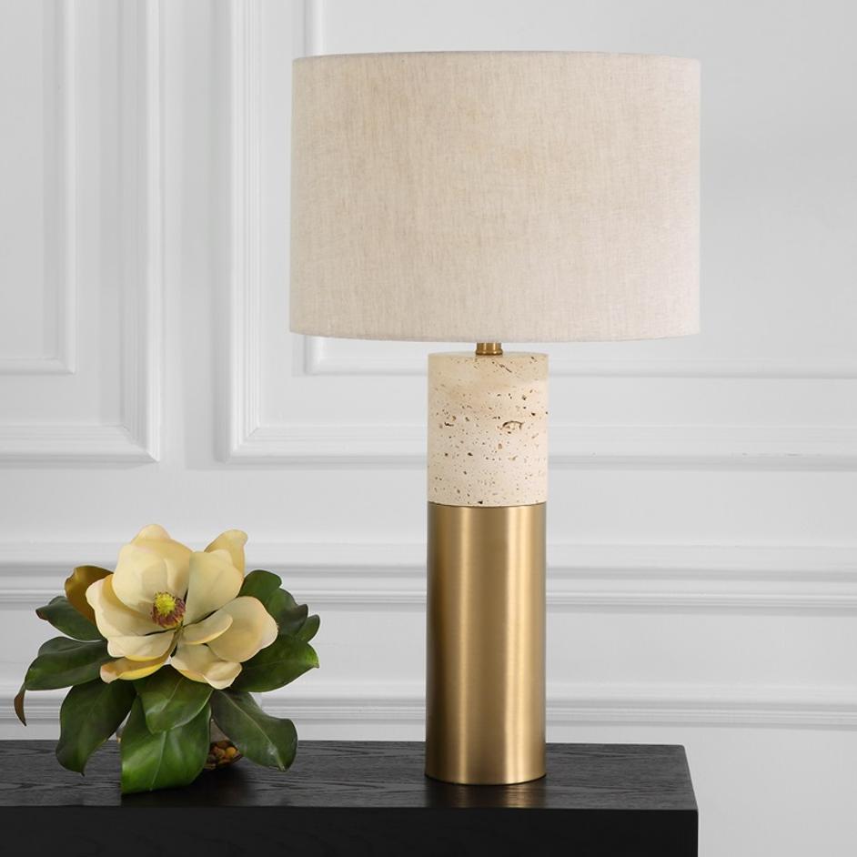 Gravitas Elegant Brass & Stone Lamp by Uttermost