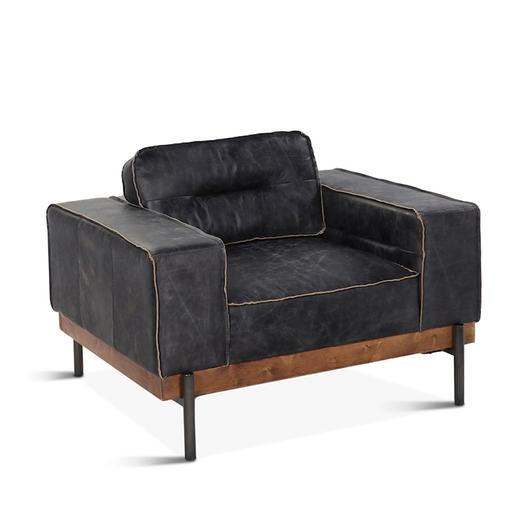 Portofino Leather Armchair Antique Ebony by Home Trends & Design