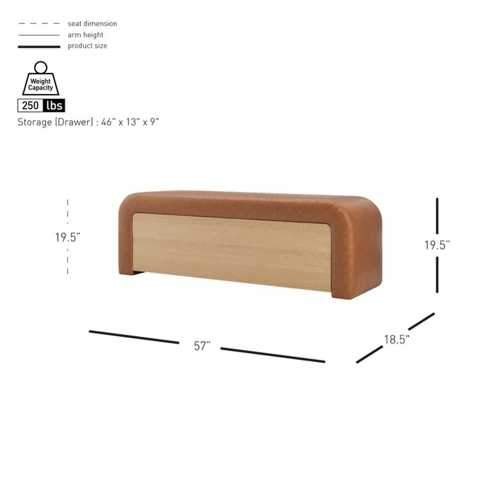 Tammy Faux Leather Storage Bench, Vintage Cider by New Pacific Direct