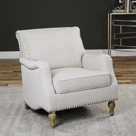 Armstead Antique White Armchair by Uttermost