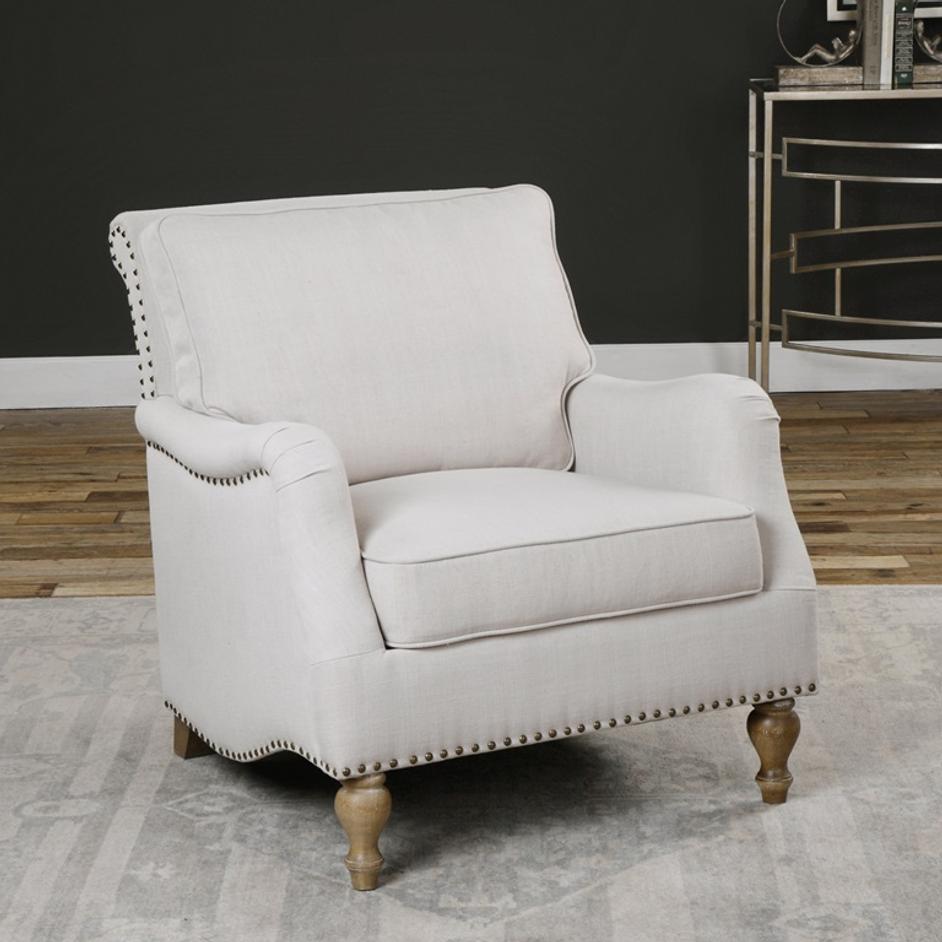 Armstead Antique White Armchair by Uttermost