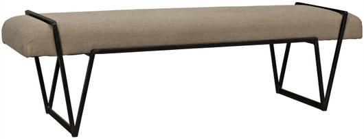 Larkin Industrial Steel Bench in Matte Black with Upgraded Linen Cushion by Noir Furniture