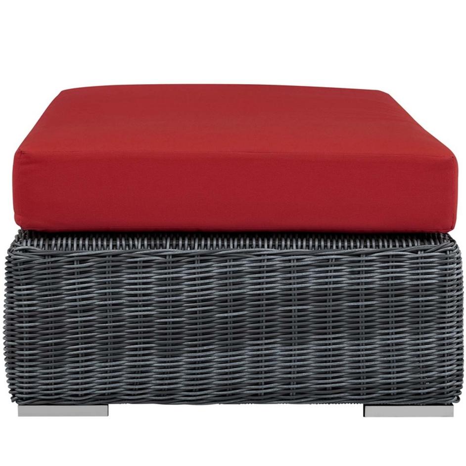 Kindle Outdoor Patio Sunbrella® Rectangle Ottoman In Canvas Red by Modway Furniture