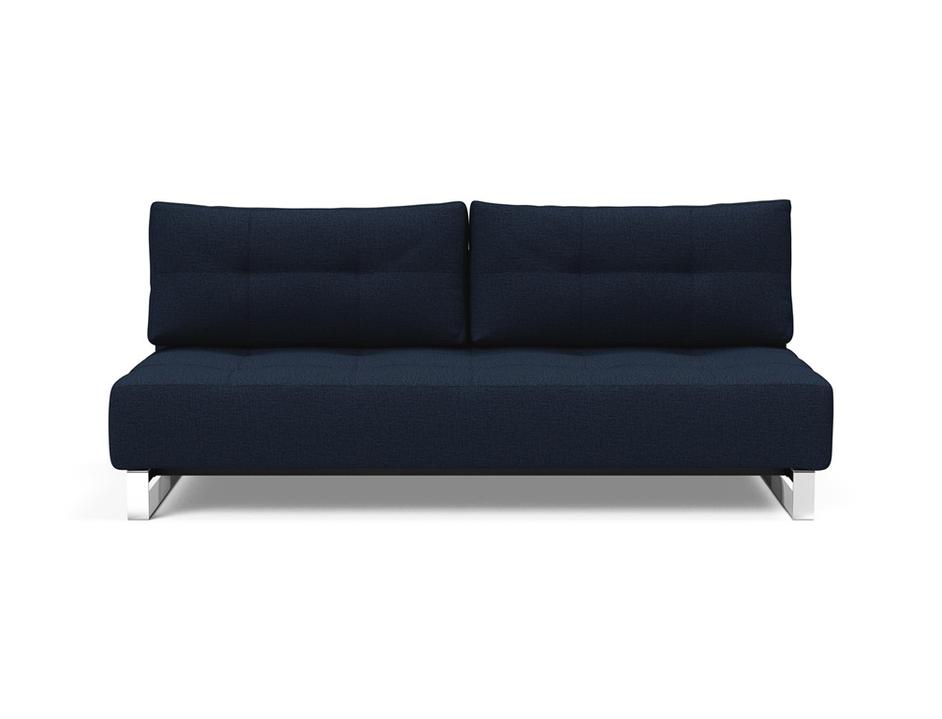 SUPREMAX D.E.L. SLEEPER SOFA in MIXED DANCE BLUE FABRIC WITH Chrome legs 528 by INNOVATION USA