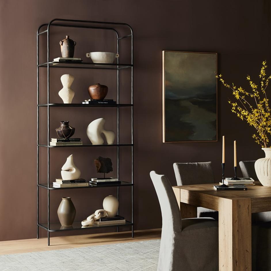 Swinton Bookcase In Hammered Gunmetal by FOUR HANDS