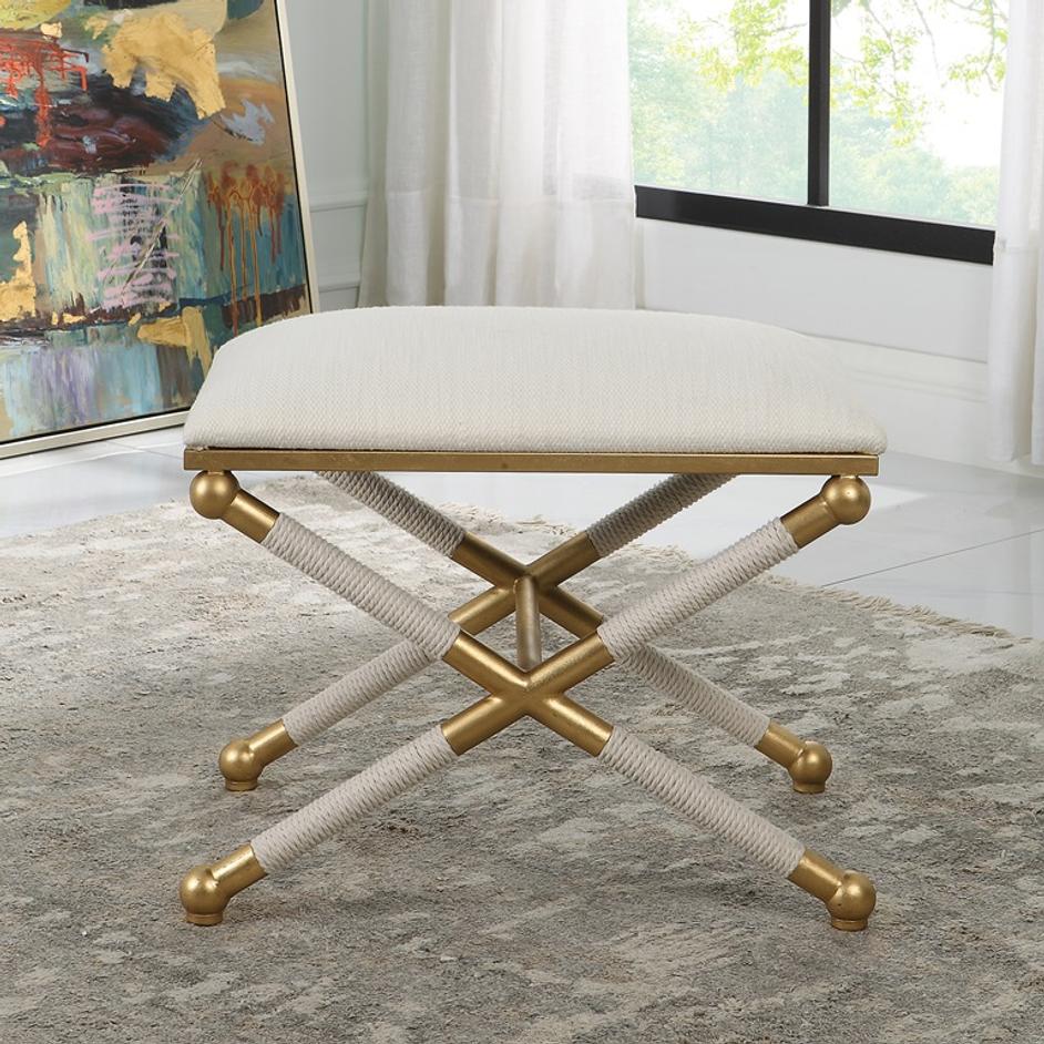 Socialite White Small Bench by Uttermost