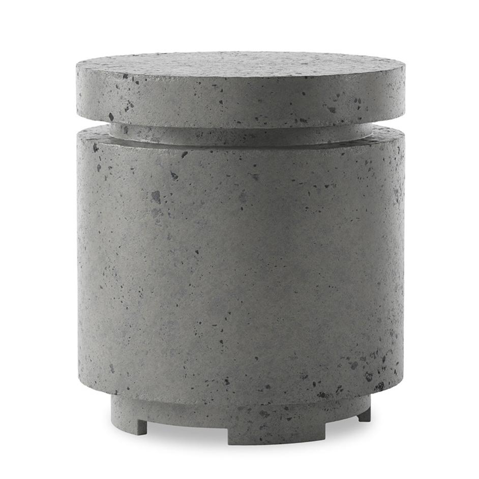 Higgins Outdoor Round Propane Enclosure In Pewter Concrete by Four Hands