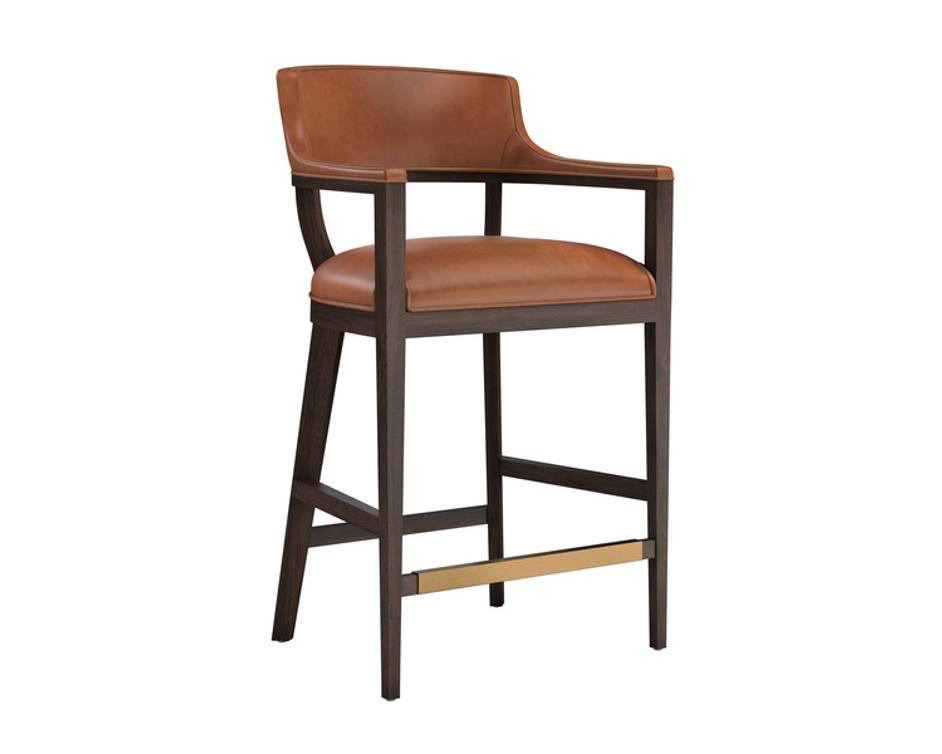 BRYLEA BARSTOOL - BROWN - SHALIMAR TOBACCO LEATHER by Sunpan