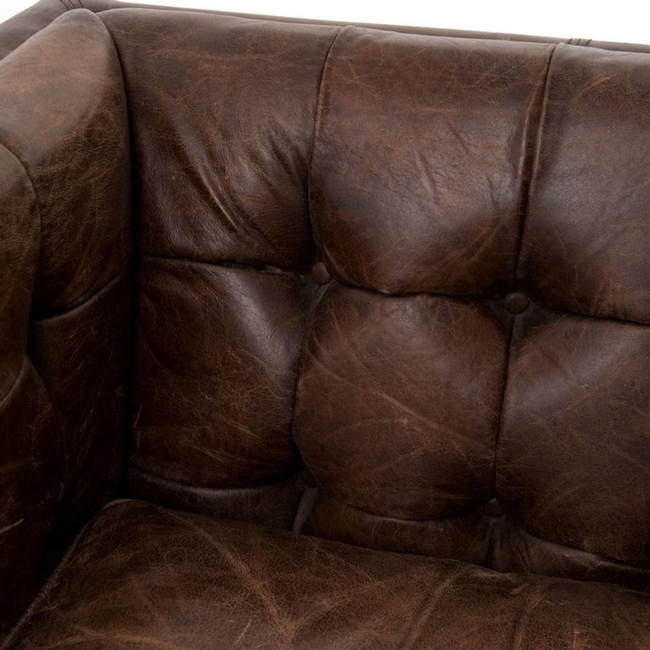 Miles Club Chair - Distressed Brown Leather by FOUR HANDS