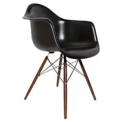 Lorena Fiberglass Arm Chair - Black Matt/Walnut/SS by Aeon Furniture