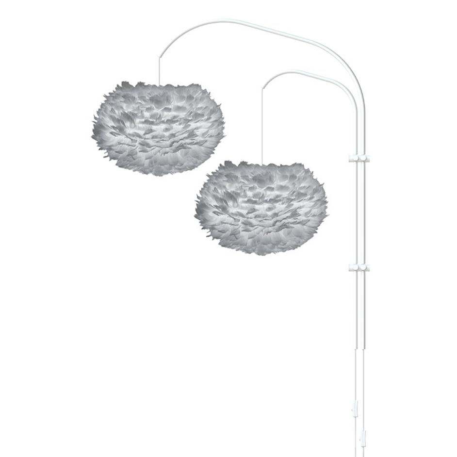 Eos Medium 2-Light Wall Lamp in Grey with White Wall Hanger by UMAGE