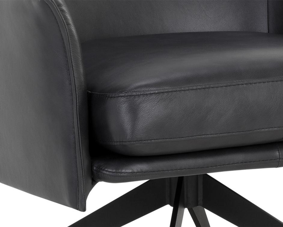 CROSBY SWIVEL LOUNGE CHAIR - ALPINE BLACK LEATHER by Sunpan