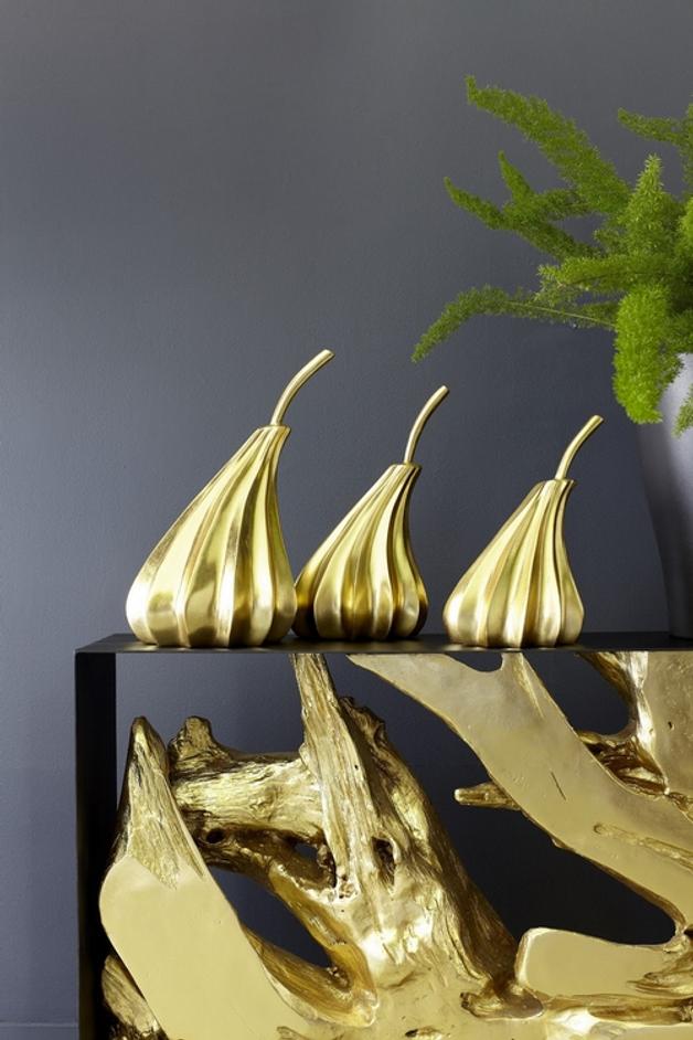 Hand Dipped Pears Set of 3, Gold Leaf by PHILLIPS COLLECTION