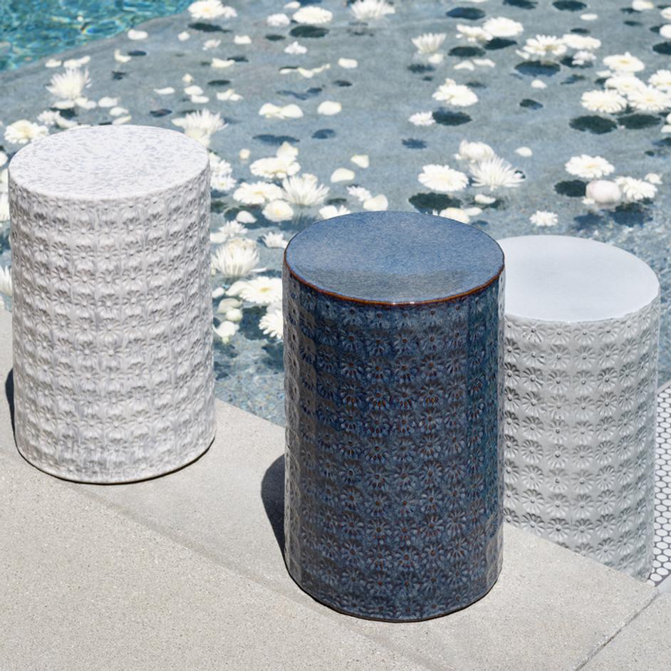 Wildflower Indoor/Outdoor Ceramic Side Table, Cream by Jamie Young