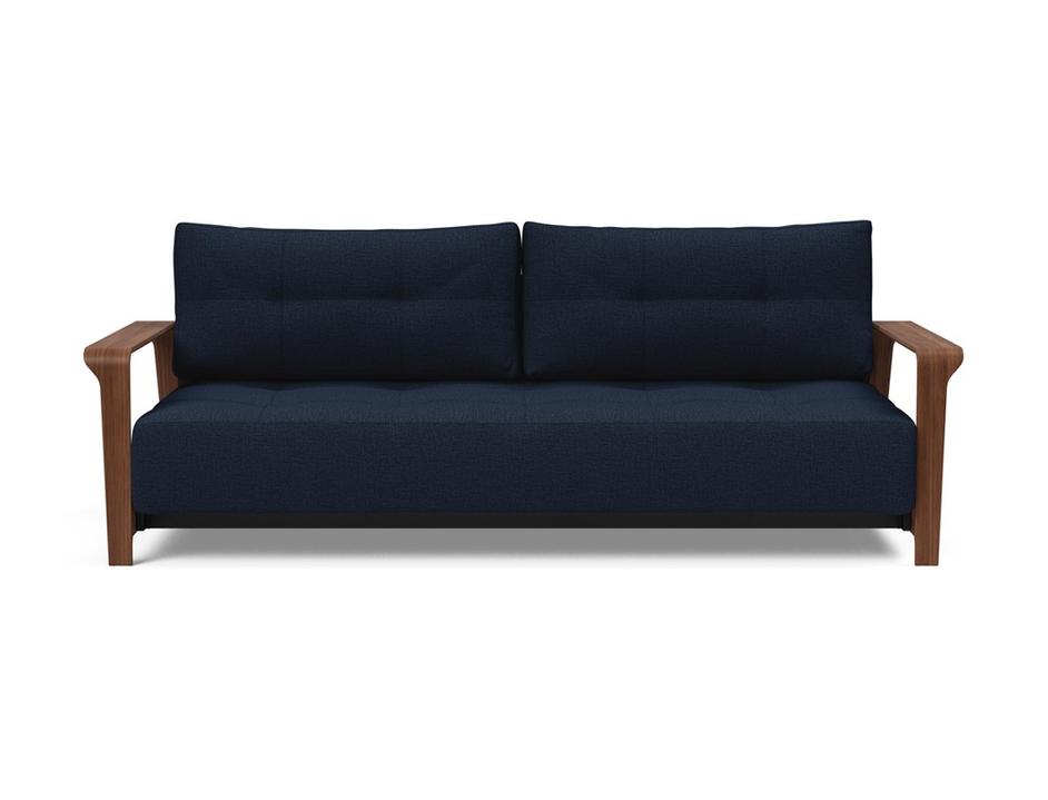 RAN D.E.L. SOFA BED in MIXED DANCE BLUE FABRIC WITH Dark wood LEGS 528 by INNOVATION USA