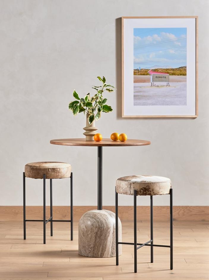 Nocona Stool In Speckled Hide In Counter by FOUR HANDS