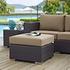 Minerva Outdoor Patio Fabric Square Ottoman In Espresso Mocha by Modway Furniture