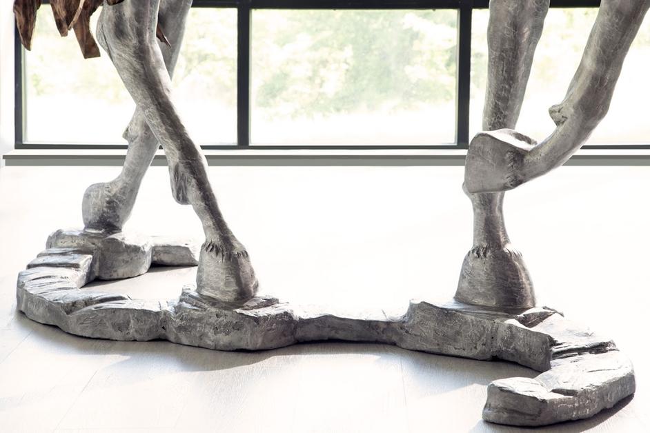 Mustang Horse Woodland Sculpture On Base, Walking by Phillips Collection