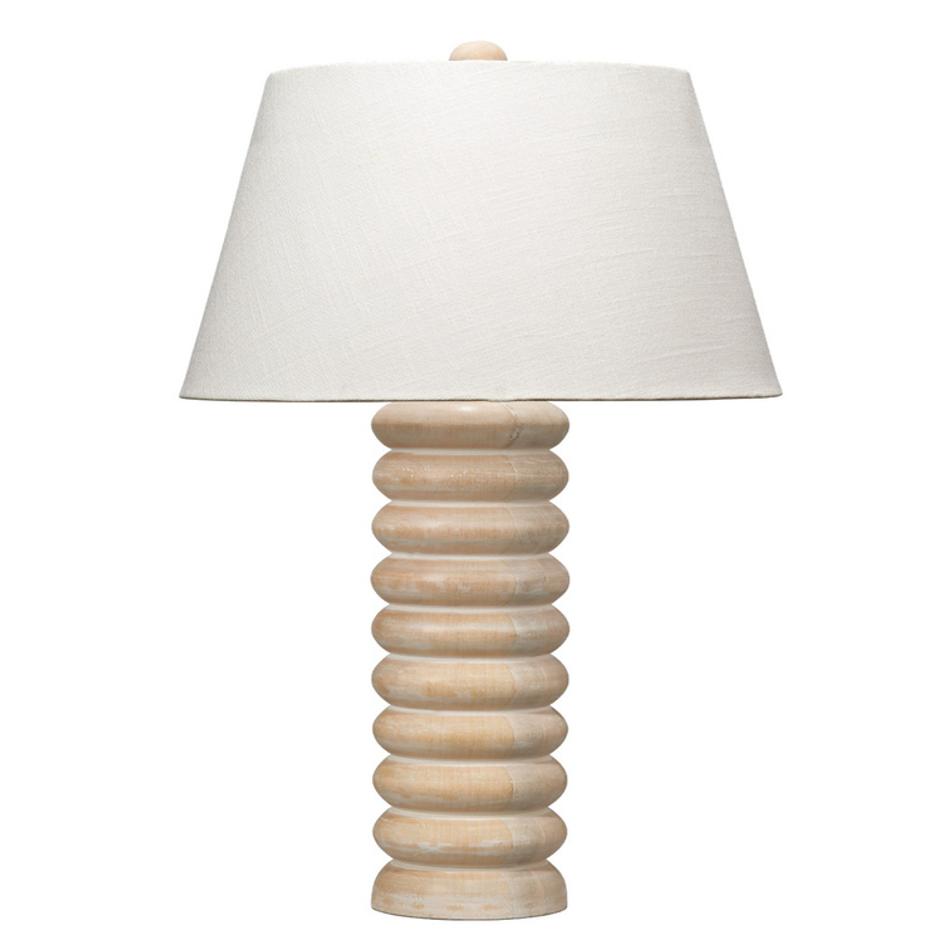 Abacus Mango Wood Table Lamp with Linen Shade by Jamie Young