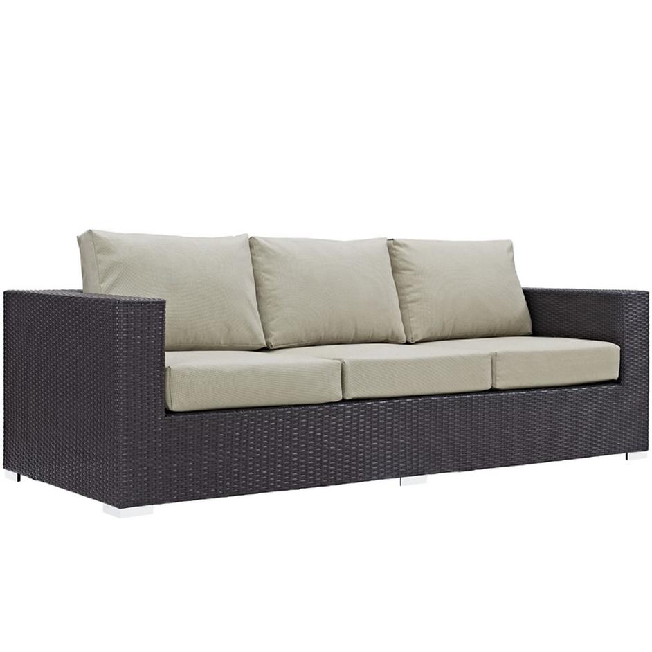 Minerva Outdoor Patio Sofa In Espresso Beige by Modway Furniture