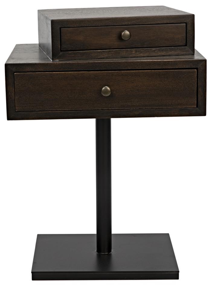 Enola Side Table, Ebony Walnut with Steel Base by Noir Furniture