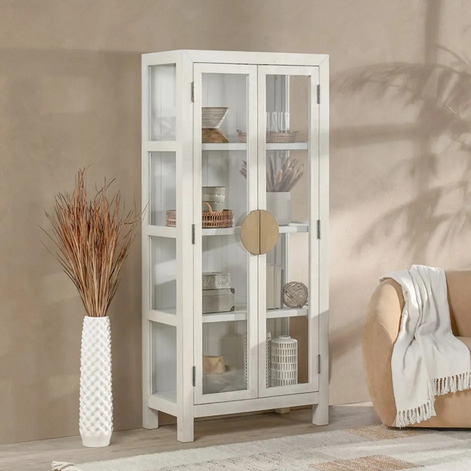 Milroy Reclaimed Pine Tall Cabinet Antique White by Classic Home