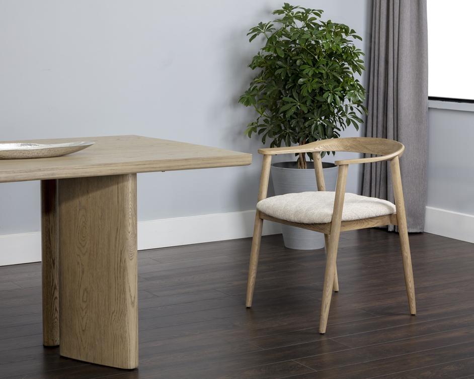Jeremy Dining Armchair - Weathered Oak - Dove Cream by Sunpan