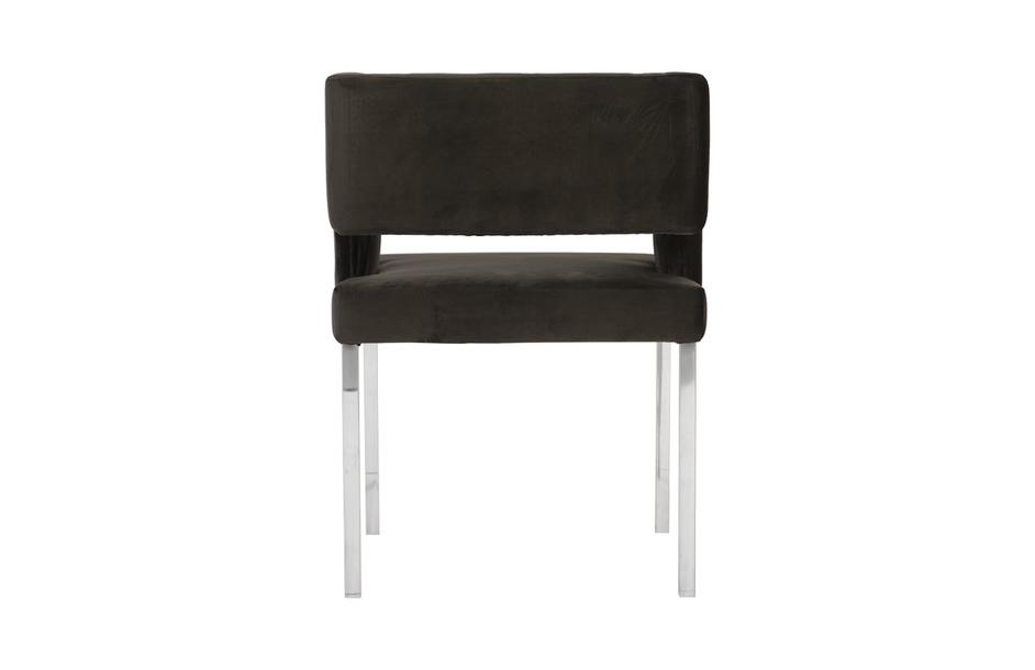 Raffia Dining Chair, Black Velvet, Stainless Steel Legs by PHILLIPS COLLECTION