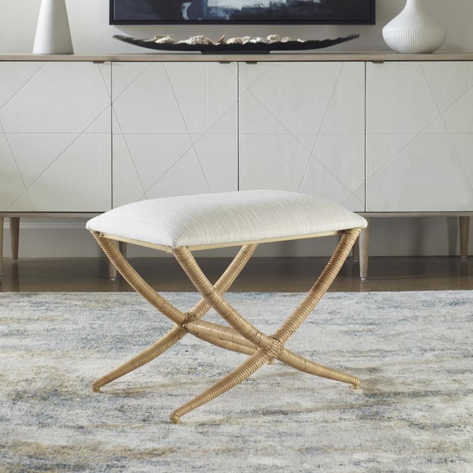 Expedition White Fabric Small Bench by Uttermost