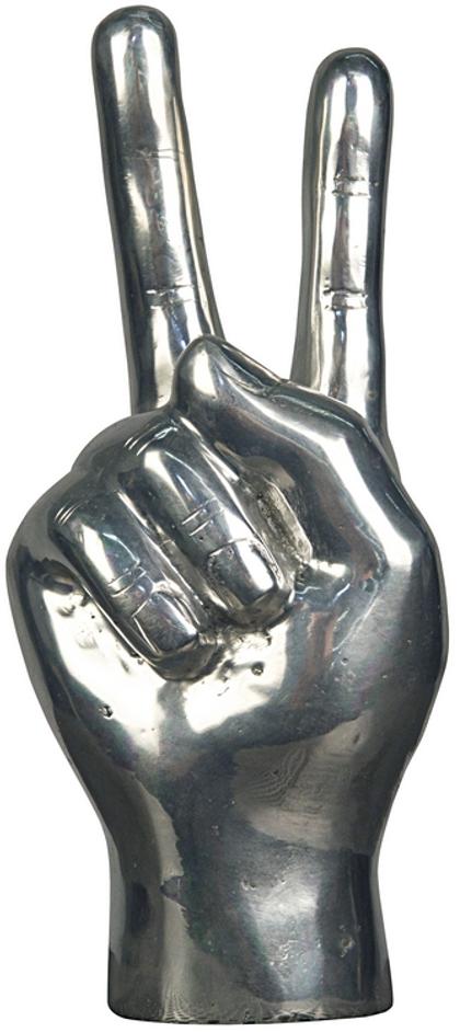 Peace Sign Metal Alloy Sculpture in Silver Finish by Noir Furniture