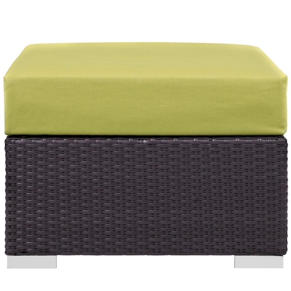 Minerva Outdoor Patio Fabric Square Ottoman In Espresso Peridot by Modway Furniture