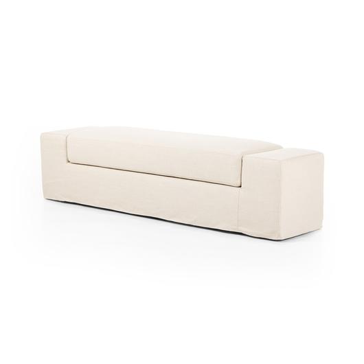 Wide Arm Slipcover Accent Bench In Natural by FOUR HANDS