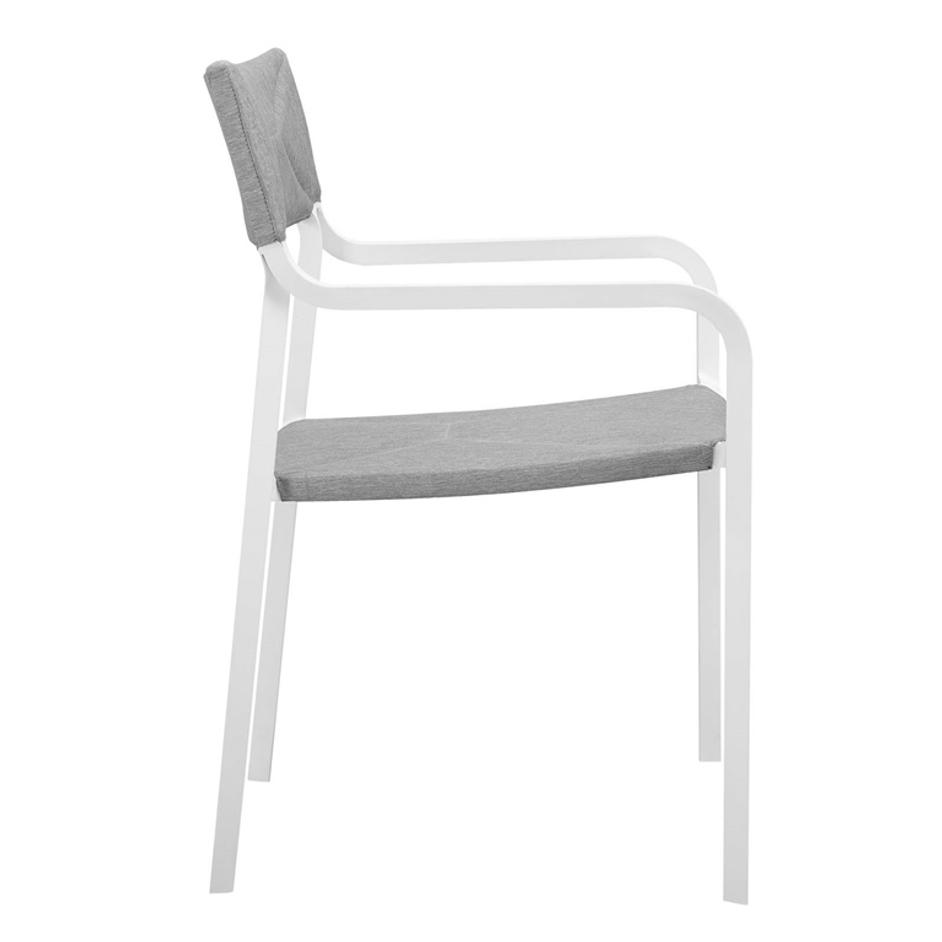 Fenimore Stackable Outdoor Patio Aluminum Dining Armchair In White Gray by Modway Furniture