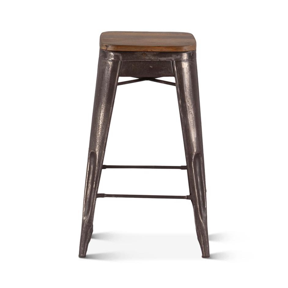 Eiffel 12" Barstool, Teak Top by Home Trends & Design