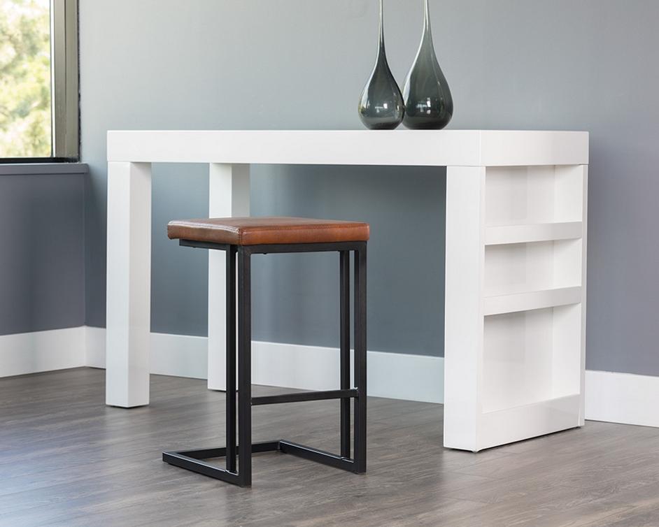 Boone Counter Stool - Black - Bravo Cognac by Sunpan