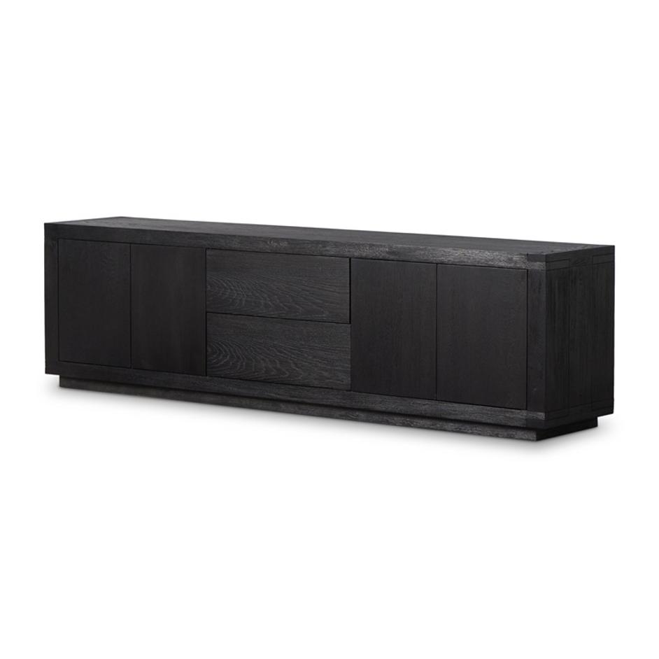 Warby Media Console In Worn Black Veneer by Four Hands