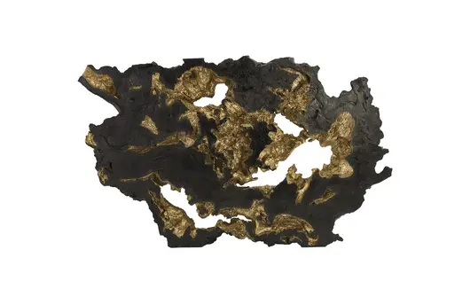 Burled Root Wall Art, Black, Gold Leaf, Large by PHILLIPS COLLECTION