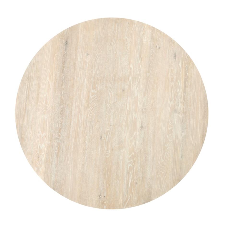 Vander Oak Wood 55" Round Dining Table Cream Washed by Classic Home