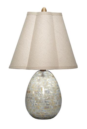 Capsule Mother of Pearl Table Lamp with Linen Shade by Jamie Young