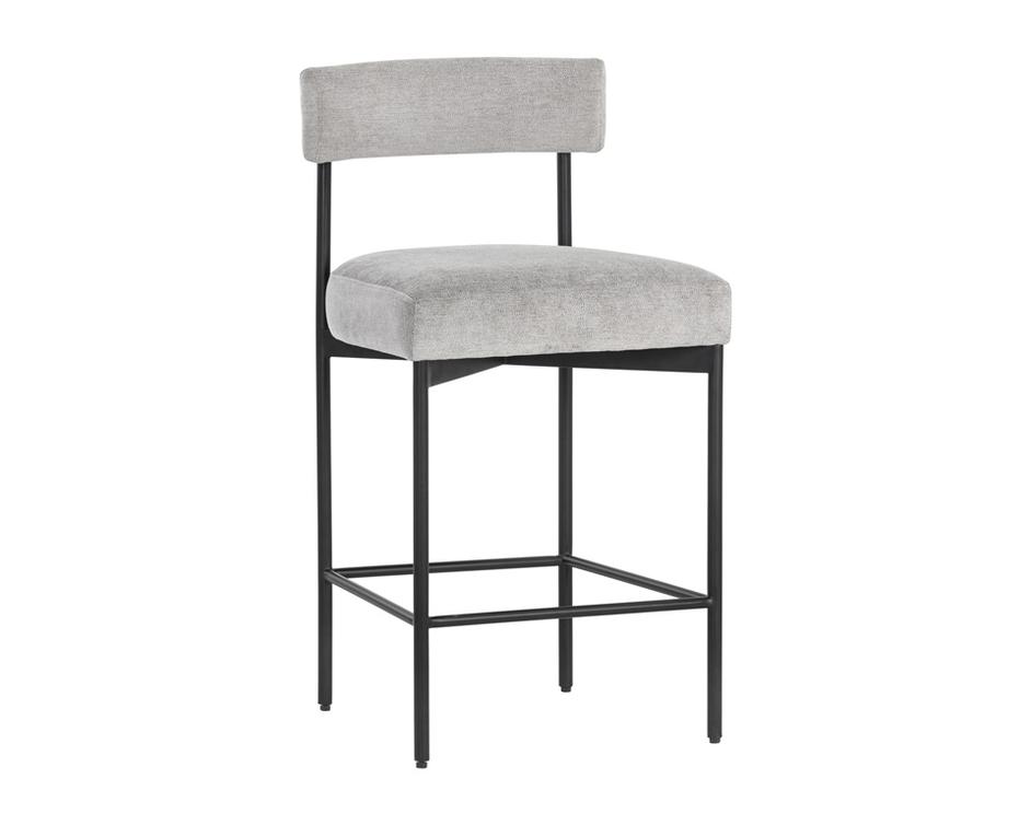 Seneca Counter Stool - Black - Polo Club Stone by Sunpan