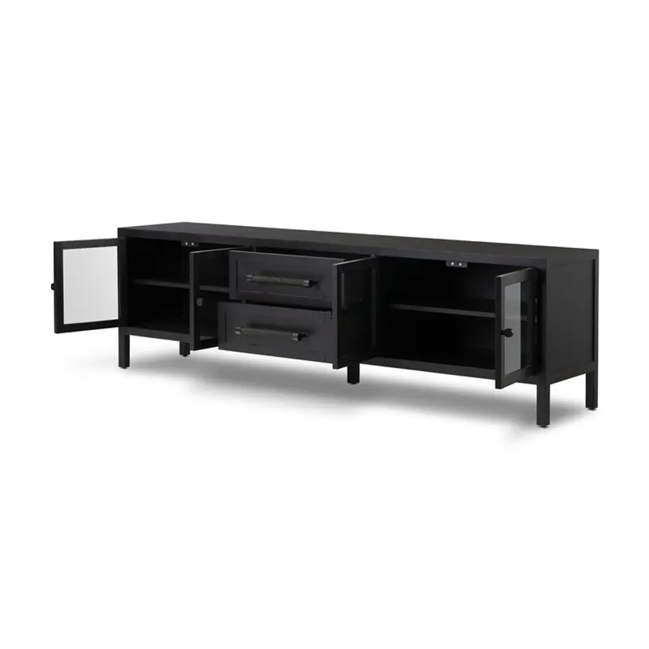 Laker Media Console In Black Oak by FOUR HANDS