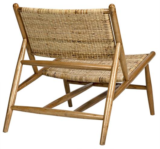 Bundy Teak Relax Chair with Rattan Weave and Satin Finish by Noir Furniture