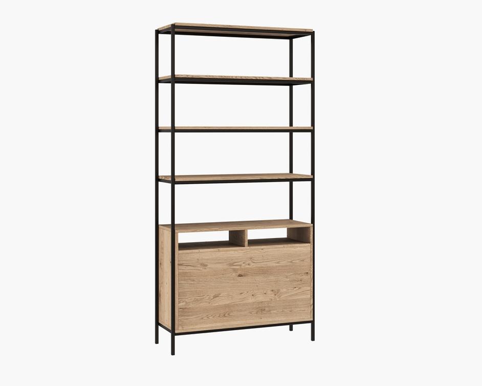 AMBROSE MODULAR BOOKCASE - LARGE - RUSTIC OAK - BLACK by Sunpan