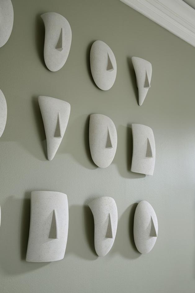 Geometric Cycladic Wall Art, Set of 5, White Stone by Phillips Collection