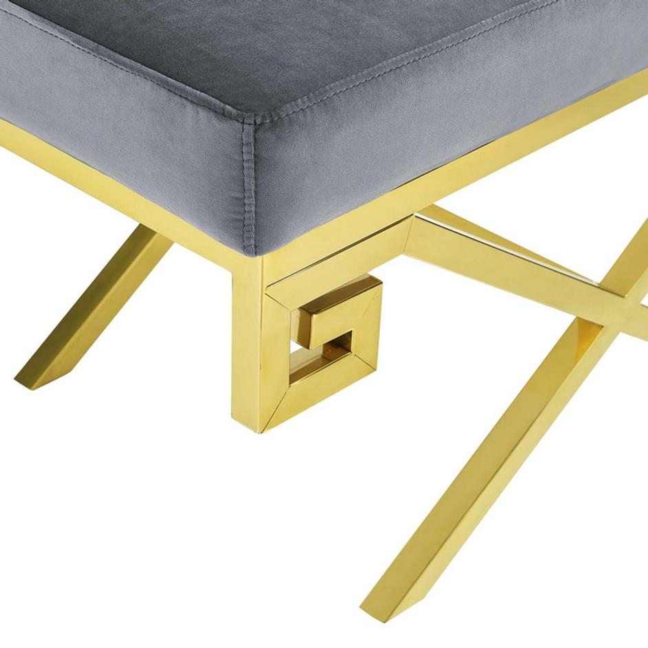 Bendel Velvet Performance Velvet Bench In Gold Gray by Modway Furniture