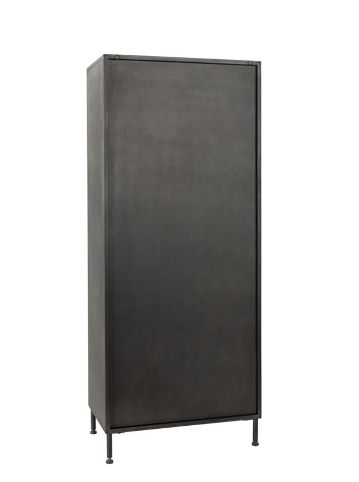 Nore Metal/Glass 2Dr 2 Dwr Tall Cabinet Blackened Steel by Classic Home