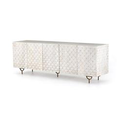 Rio Media Console-Round Cut White Wash by FOUR HANDS